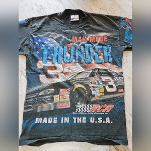 Dale Earnhardt Man Made Thunder All Over Print Tshirt Mens Sz‎ LARGE Vintage